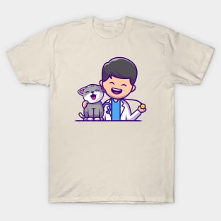 Veterinarian With Cat And Stethoscope T-Shirt